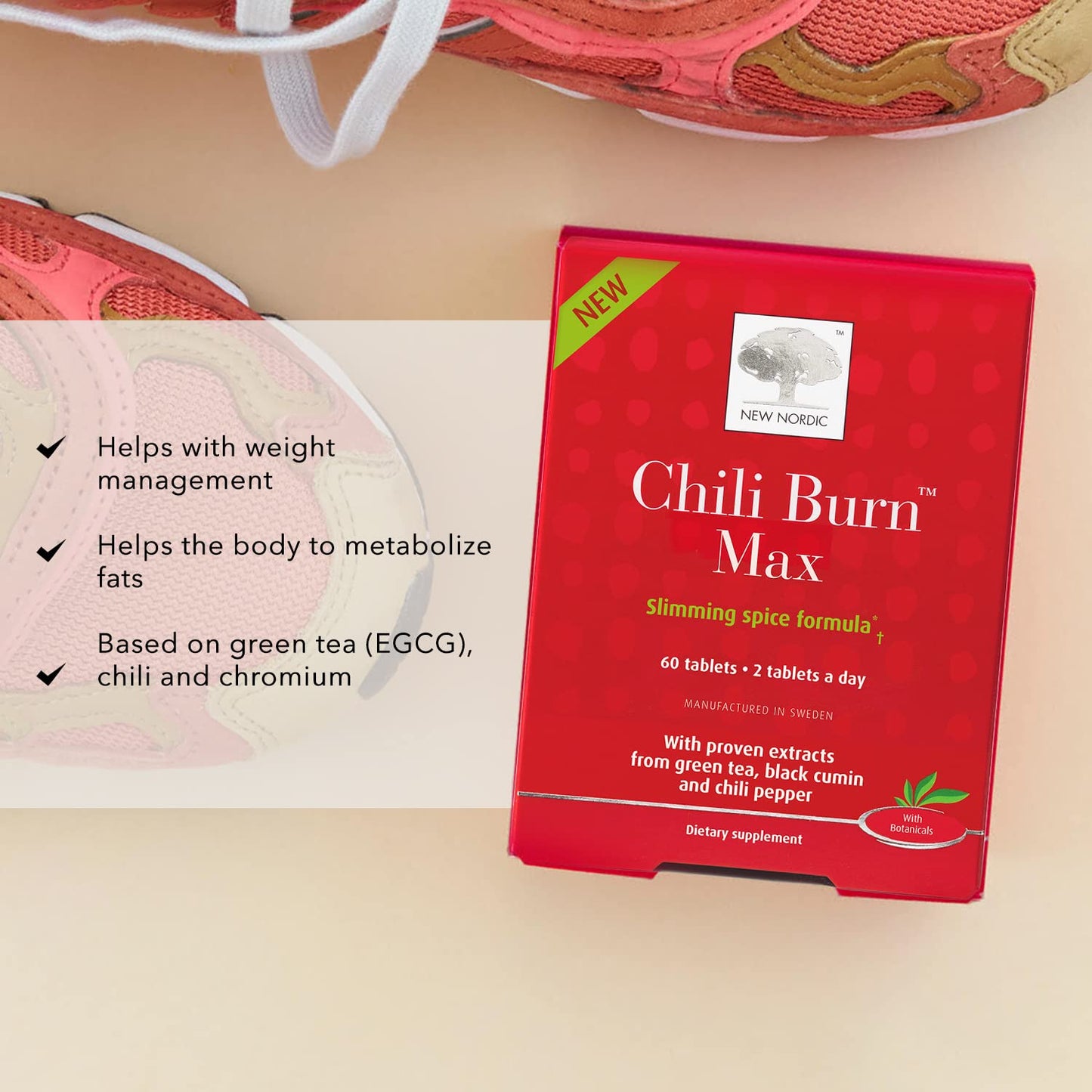 New Nordic Chili Burn Max, Natural Slimming & Weight Loss Formula Supplement, 60 Count (Pack of 1) NEW NORDICBuy Supplements Australia