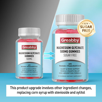Greabby Magnesium Glycinate Gummies 500mg for Adults Sleep Support, Chewable Magnesium Gummies for Women & Men