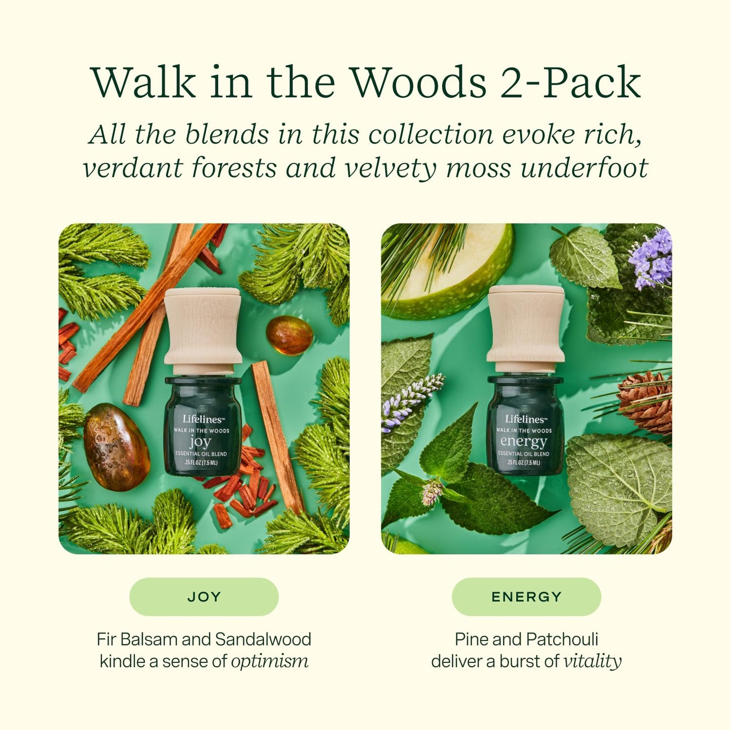 Lifelines Essential Oil Blend 2-Pack, Walk in The Woods: Energy & Joy Oils for Essential Oil Diffuser LifelinesBuy Supplements Australia