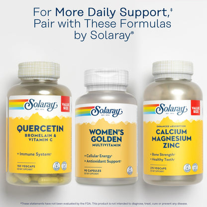 SOLARAY Women's Golden Multivitamin Supplement - Daily Wellness Vitamins for Women, Nutrient Rich, Cellular Energy Support Caps, Complex with Vitamins A, C, D, & E, Biotin, Calcium & More- 90 Capsules SOLARAYBuy Supplements Australia