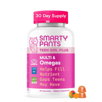 SmartyPants Teen Girl Multivitamin Gummies - Improved Formula: Omega 3 (DHA/EPA), Vitamin C, D3, B12, Vitamin A, K & Zinc SmartyPantsBuy Supplements Australia
