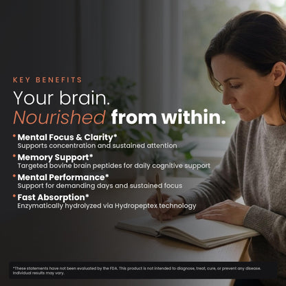 Nootropic Brain Supplement – Grass-Fed Bovine Brain Peptides for Focus, Memory & Mental Clarity – Ancestral Cognitive Support – Argentine Pasture-Raised, Non-GMO – 60 Capsules VILLAR BIOTECHBuy Supplements Australia