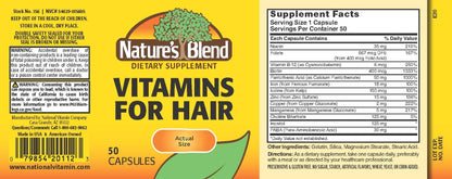 Nature's Blend Vitamins For Hair Capsules 50 Ct Nature's BlendBuy Supplements Australia
