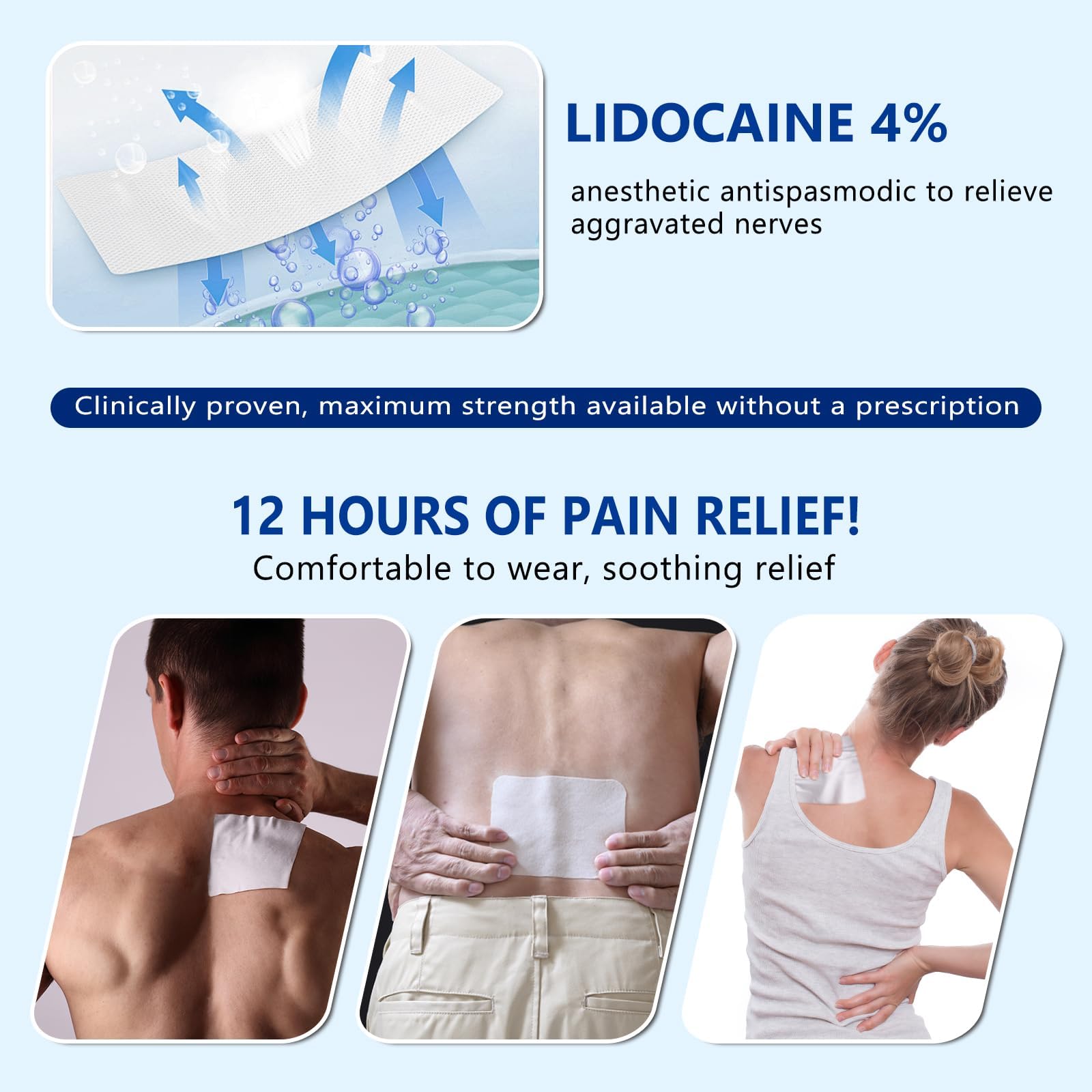 KIbabyDI Professional Lidocaine Pain Relief Patches - 20 Count | 4% Medicated Gel Patches for Targeted Joint & Muscle Comfort | Long-Lasting 12-Hour Relief, Ultra-Flexible Design -lb263 KIbabyDIBuy Supplements Australia