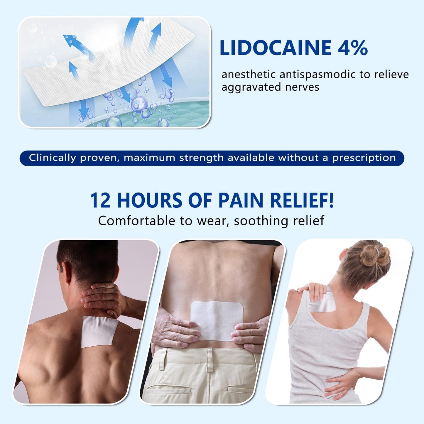KIbabyDI Professional Lidocaine Pain Relief Patches - 20 Count | 4% Medicated Gel Patches for Targeted Joint & Muscle Comfort | Long-Lasting 12-Hour Relief, Ultra-Flexible Design -lb234 KIbabyDIBuy Supplements Australia