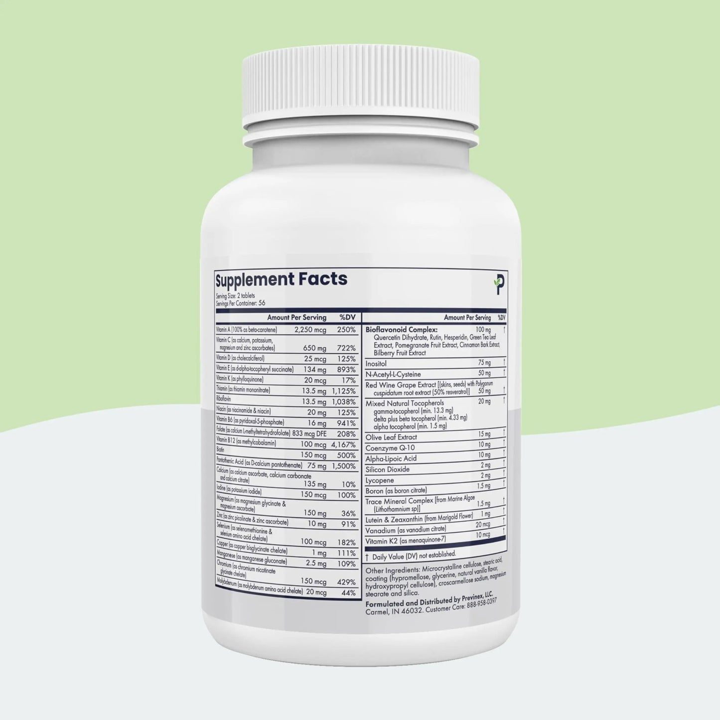 Previnex Multivitamin, Mineral & Antioxidant Plus - Multivitamin for Men & Women with Vital Nutrients, Vitamin C & Vitamin D & Vitamin E, 112 Tablets Previnex