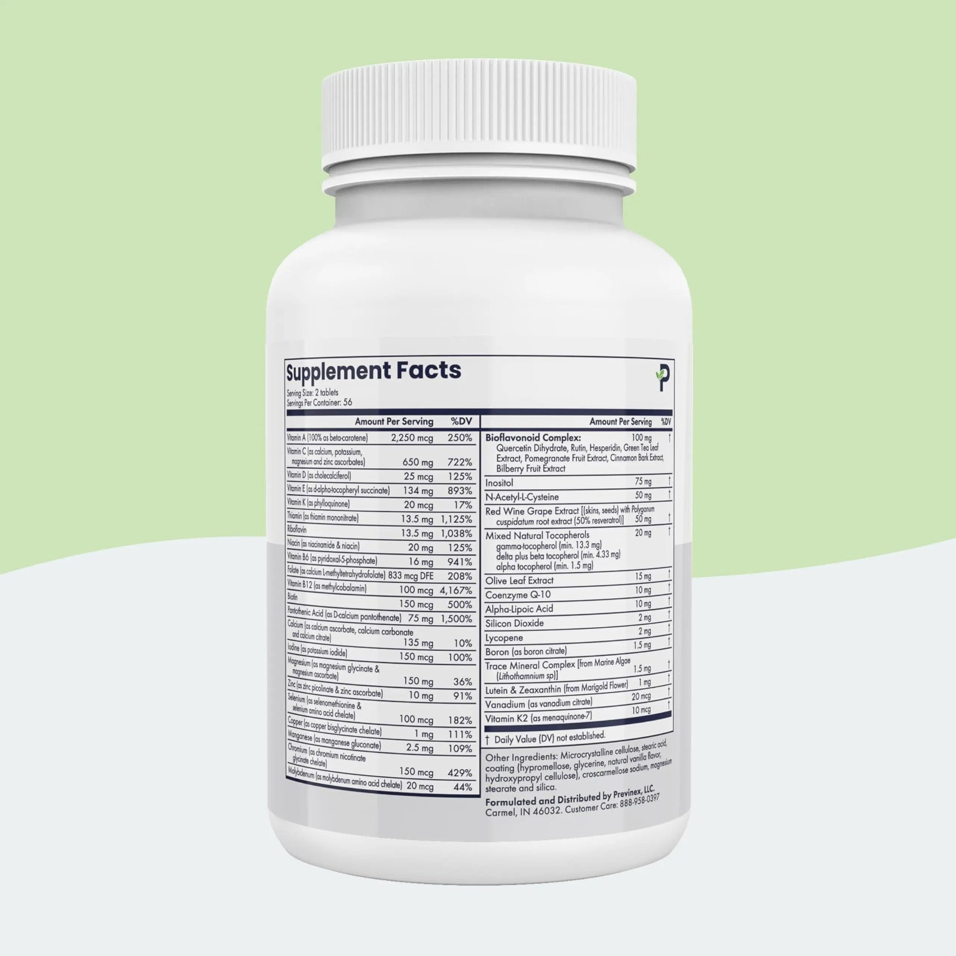 Previnex Multivitamin, Mineral & Antioxidant Plus - Multivitamin for Men & Women with Vital Nutrients, Vitamin C & Vitamin D & Vitamin E, 112 Tablets Previnex