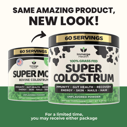 Immerge Health Super Colostrum Powder (60 Servings) – Premium Bovine Colostrum Supplement for Gut Health, Bloating & Immune Support – High IgG, 100% Grass Fed First Milking, Unflavored, Made in USA ImmergeHealth.comBuy Supplements Australia