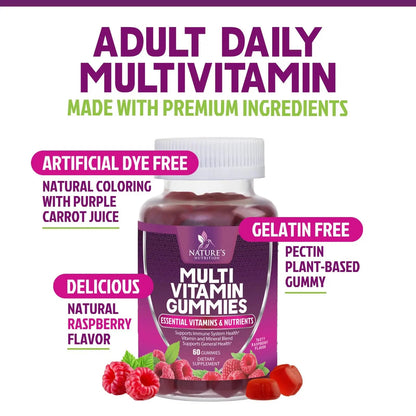 Multivitamin Gummies for Adult with Vitamins A, C, D, B12 - Gummy Multivitamins for Daily Nutritional Support Nature's NutritionBuy Supplements Australia