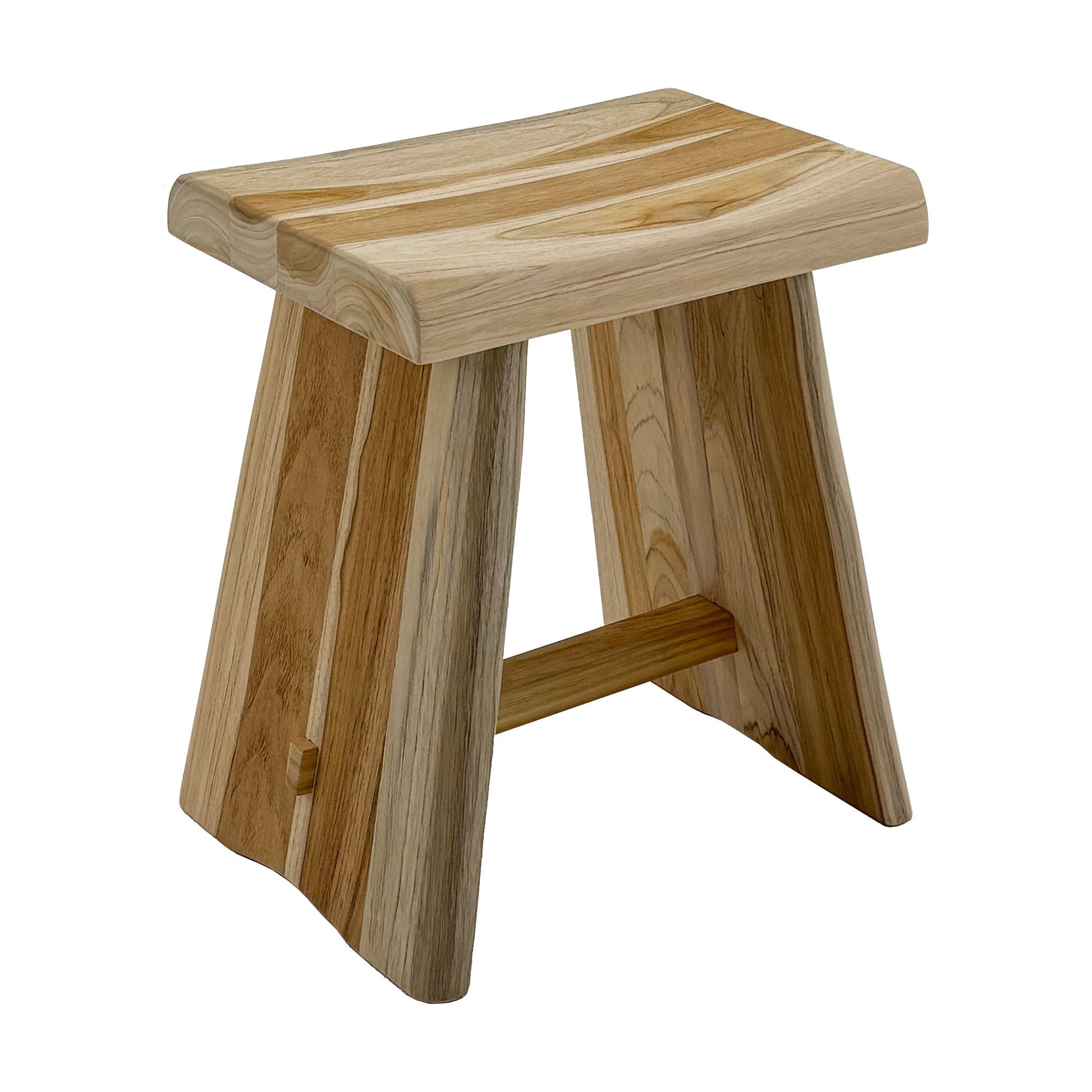 Nordic Teak Natural Teak Shower Stool with Curved Seat & Shelf | Spa-Style Bench for Bath | Shower | SPA | Pool | Patio | Select Grade (Natural Salem) NORDIC STYLE TEAKBuy Supplements Australia