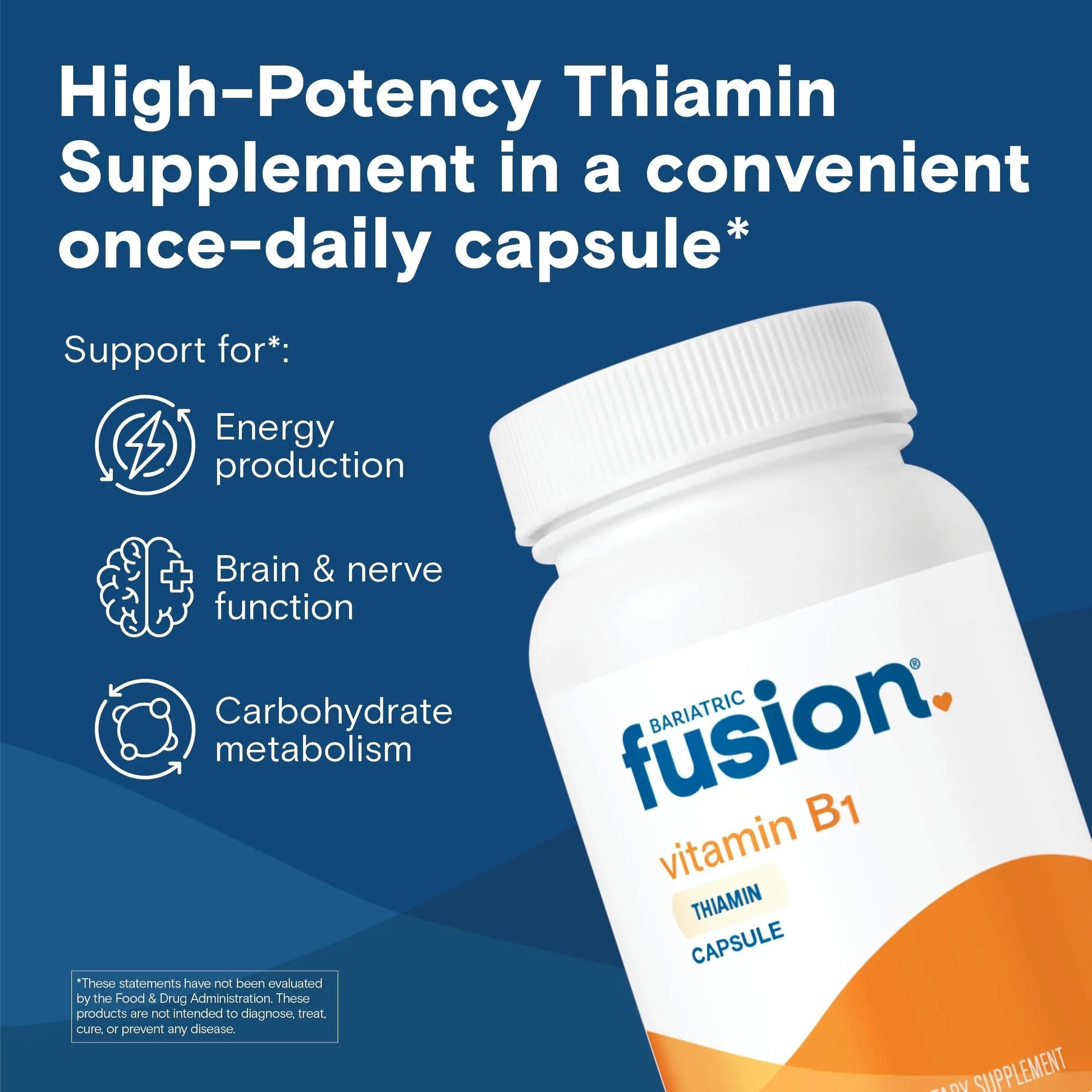 Bariatric Fusion Vitamin B1(Thiamine) for Bariatric Surgery Patients Including Gastric Bypass & Sleeve Gastrectomy, Easy to Swallow Capsule, 90 Count Bariatric Fusion