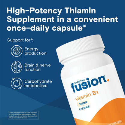 Bariatric Fusion Vitamin B1(Thiamine) for Bariatric Surgery Patients Including Gastric Bypass & Sleeve Gastrectomy, Easy to Swallow Capsule, 90 Count Bariatric Fusion