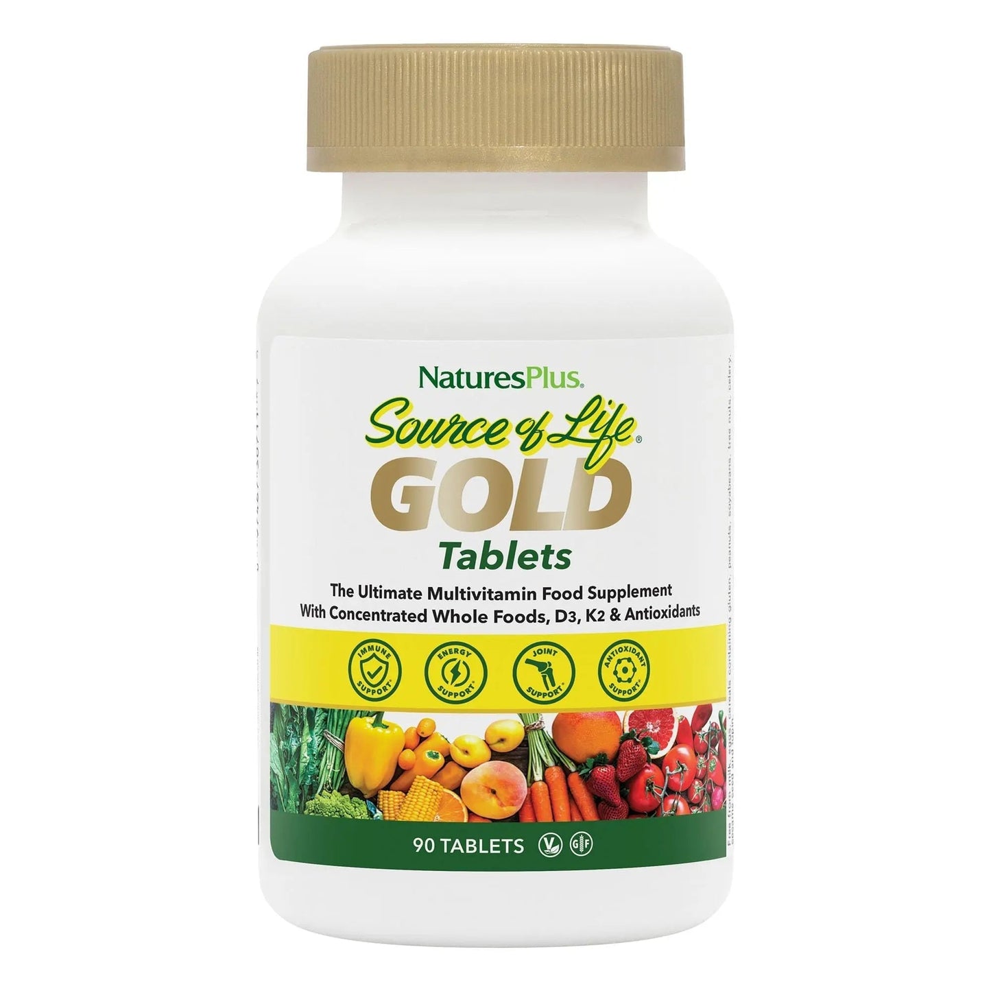 NaturesPlus Source of Life Gold Multivitamin - 90 Tablets - with Vitamins D3, B12 & K2 - Blood, Bone & Immune Support Aus Healthcare