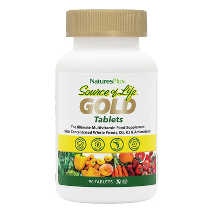 NaturesPlus Source of Life Gold Multivitamin - 90 Tablets - with Vitamins D3, B12 & K2 - Blood, Bone & Immune Support Aus Healthcare