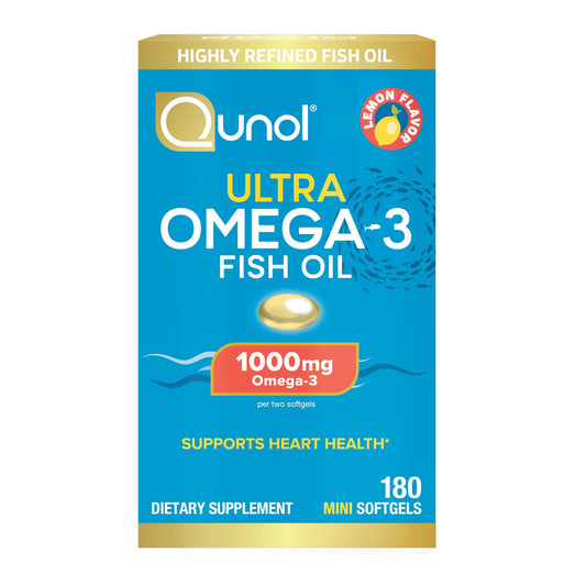 Qunol Fish Oil Omega 3 Mini Softgels, 1000mg Omega 3 EPA + DHA, Ultra Pure Supplements, Heart Health Support, Lemon Flavor