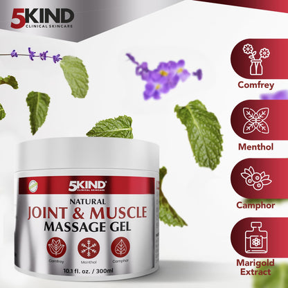 Natural Joint & Musccle Therapy Gel 10.1 Fl Oz- Calendula Cream with Camphor, Comfrey & Menthol - High Strength Revitalising Muscle Rub- Joint Gel for Muscles, Back, Knees, Neck & Shoulders 5Kind 5kind clinical skincareBuy Supplements Australia