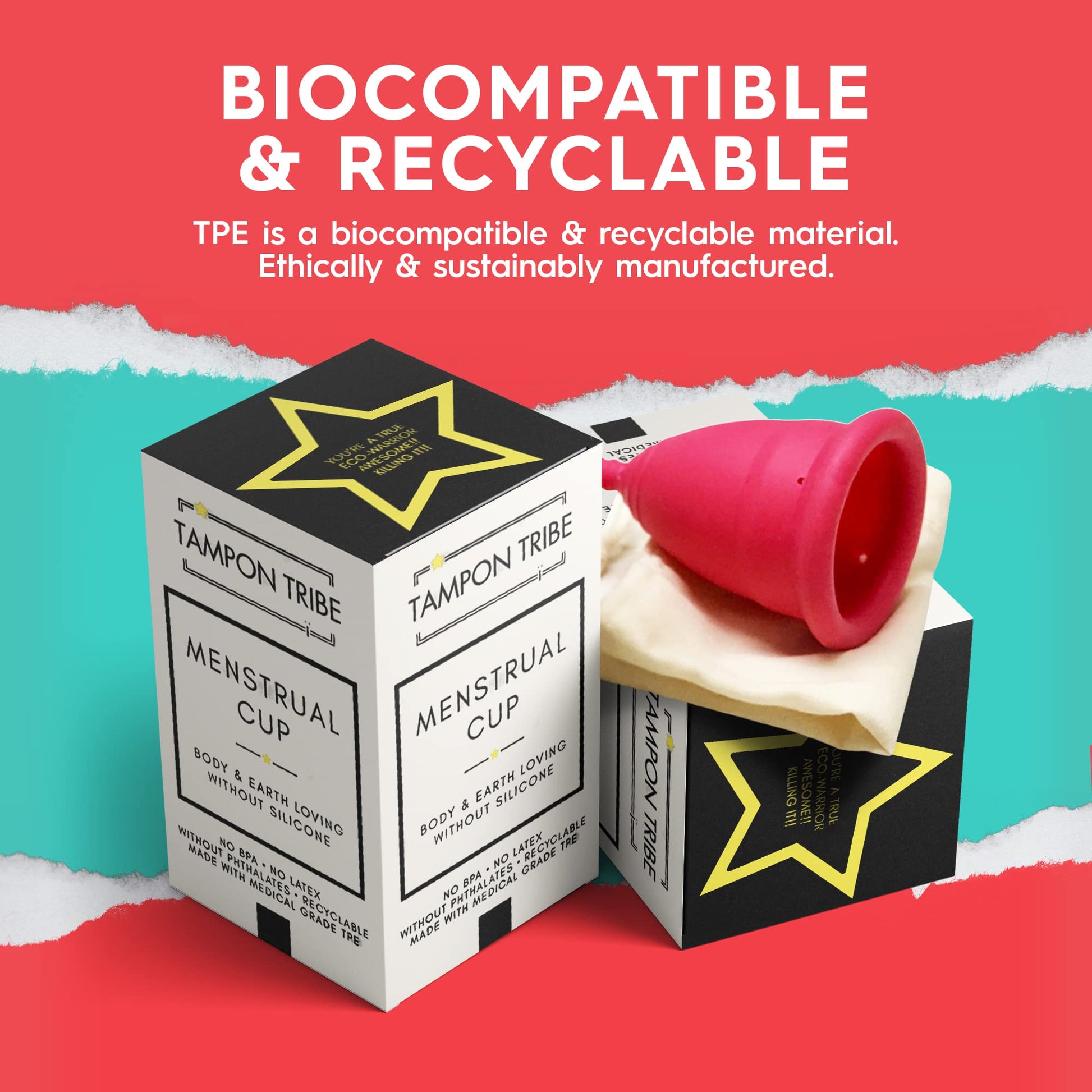 Tampon Tribe - Reusable Menstrual Cup, Easy to Clean TPE-Based Period Essential, Silicone-Free Tampon TribeBuy Supplements Australia