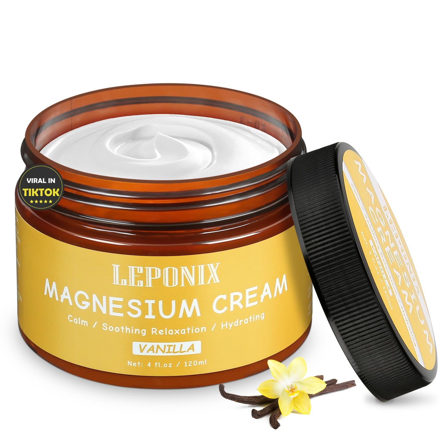 Magnesium Cream for Sleep & Muscle Recovery - Soothing Topical Magnesium Lotion for Leg Cramps, Joint Comfort, Pain Relief - Relaxing Magnesium Body Butter for Men Women Kids (120ml, Vanilla) LEPONIXBuy Supplements Australia