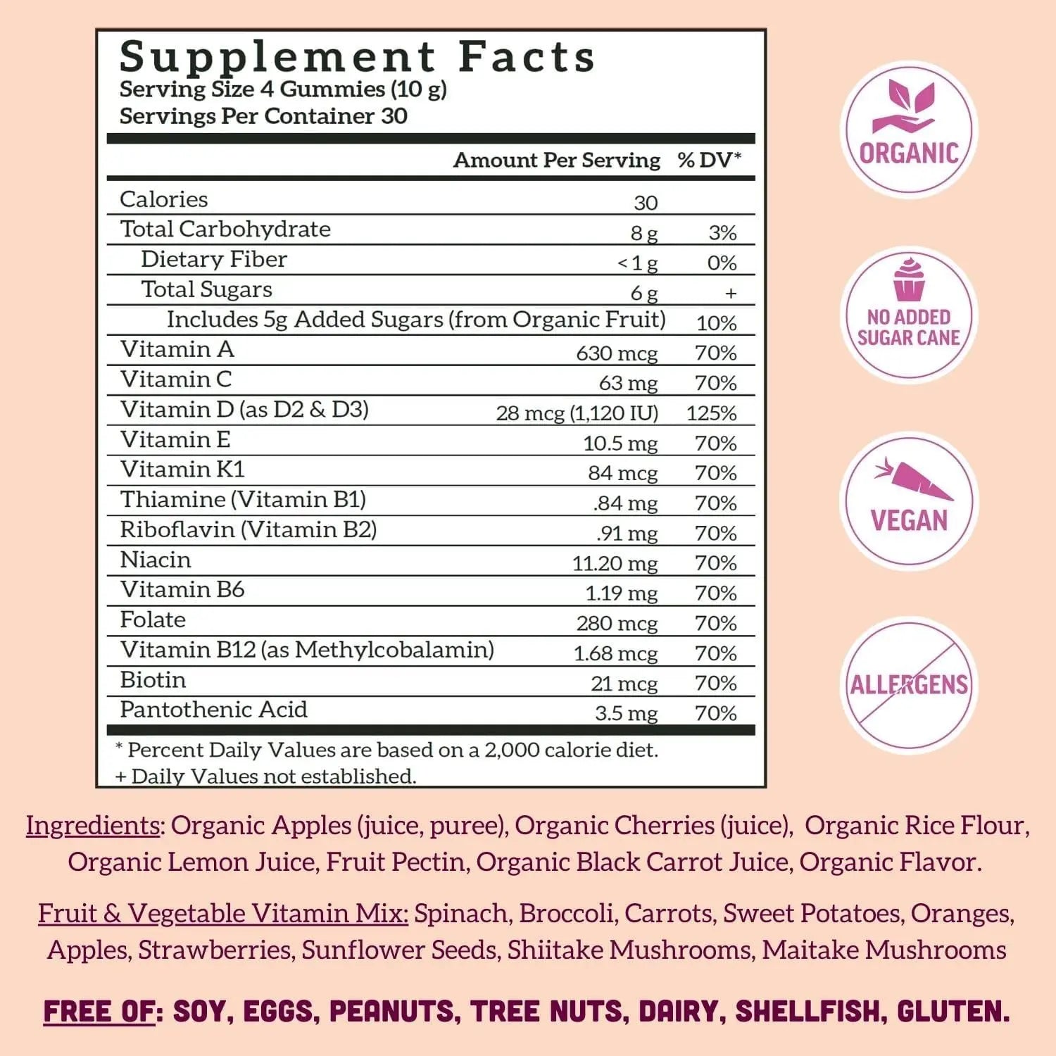 Llama Naturals Multivitamin for Women, Vegan, Organic Gummies with Vitamin D, C and K, Women's Real Fruit Gummy Vitamins Llama Naturals