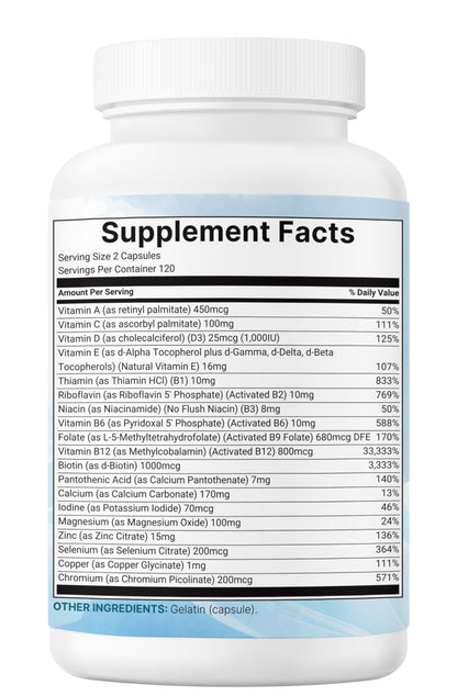 Micro Ingredients Pure Methylated Multivitamin, 240 Capsules | 19-in-1 Formula with Vitamins C, D, B12, Folate, Magnesium, Zinc & More | Micro IngredientsBuy Supplements Australia