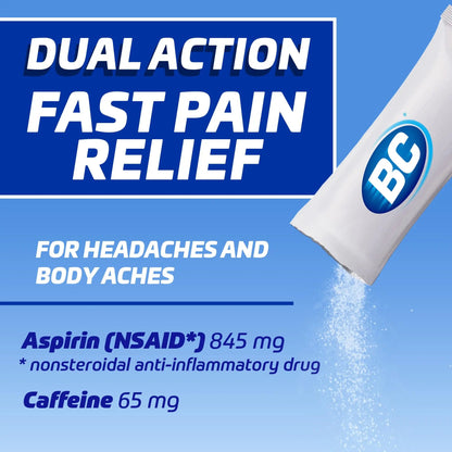 BC Original Headache Relief Powder, Dual-Action Aspirin & Caffeine Dissolve Packs, to Relieve Body Aches, Toothaches & Menstrual Cramps, 50 Count BCBuy Supplements Australia