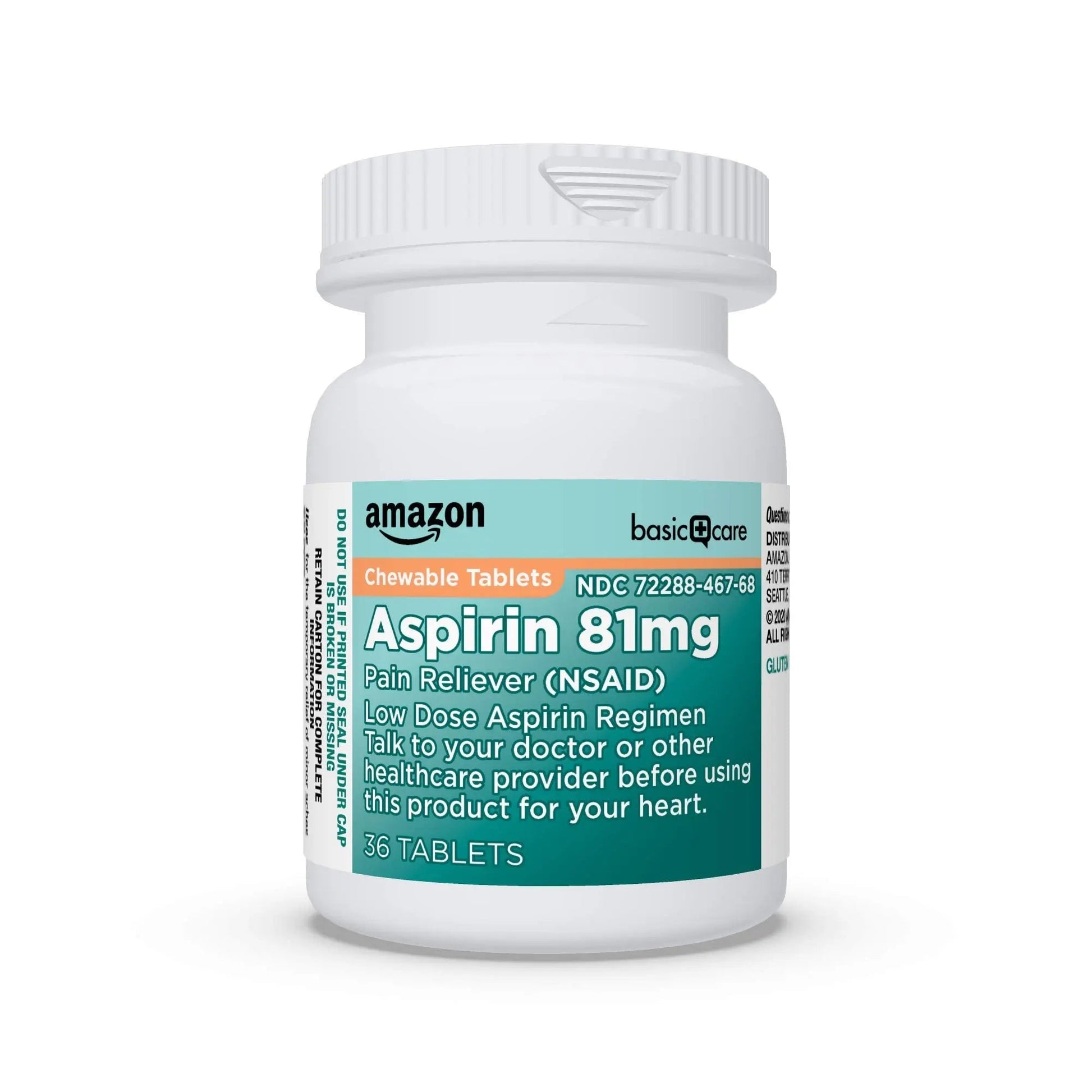 Amazon Basic Care Low Dose Aspirin 81 mg Chewable Tablets, Pain Reliever for Minor Aches, Orange Flavor, 36 Count Amazon Basic CareBuy Supplements Australia