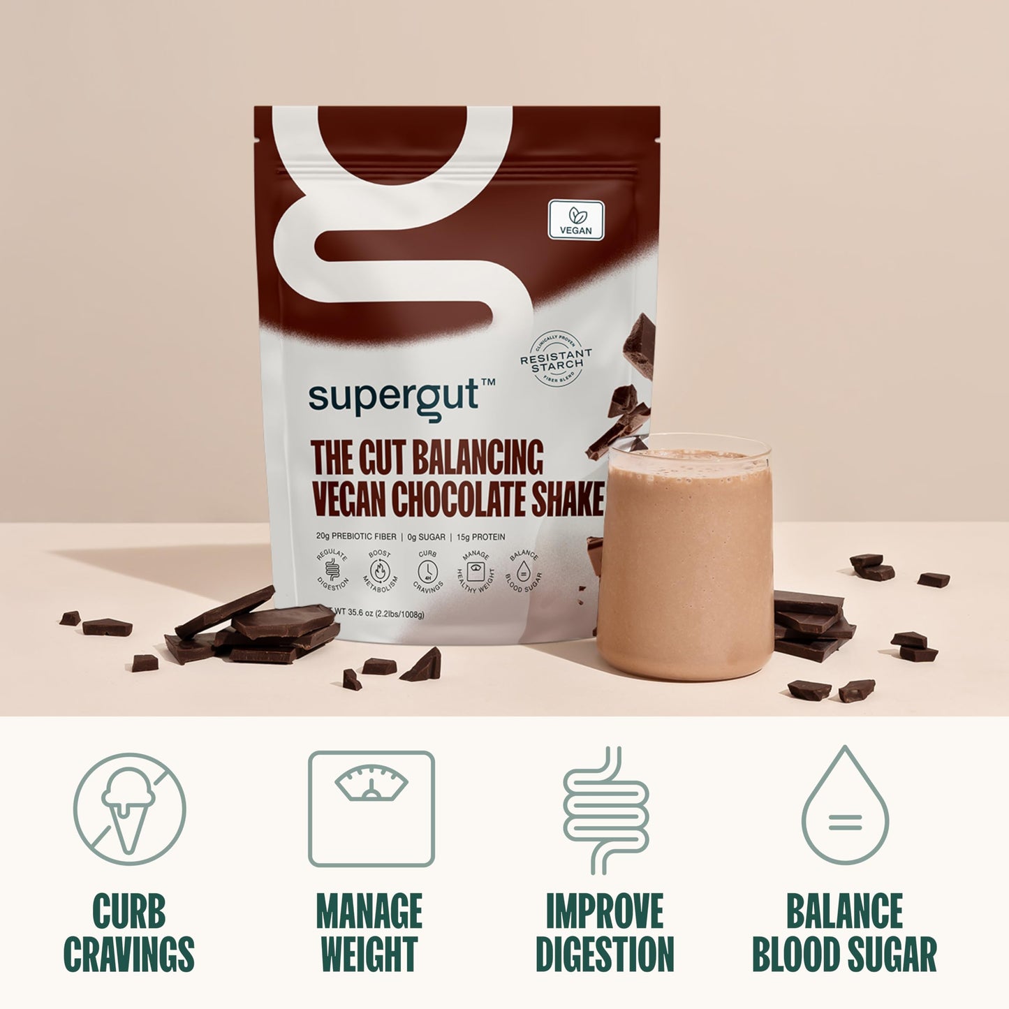 Supergut Prebiotic Shakes | Meal Replacement | Gut Health | Appetite Suppressant | High Protein and Fiber SupergutBuy Supplements Australia