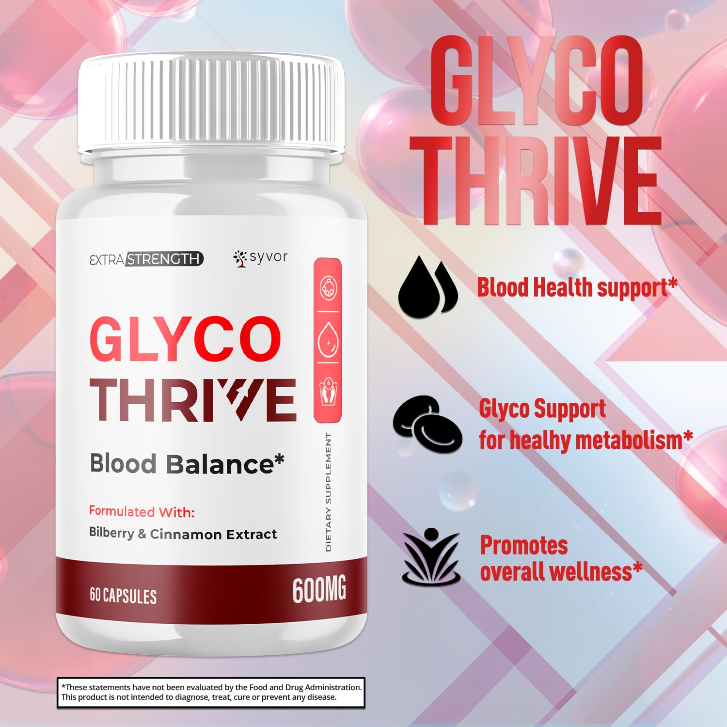 Glyco Thrive Capsules, Official GlycoThrive Glycogen Support Pills with All Natural Ingredients, Advanced Formula Health Supplement with Max Strength Premium Vitamins for Women & Men (60 Capsules) SyvorBuy Supplements Australia