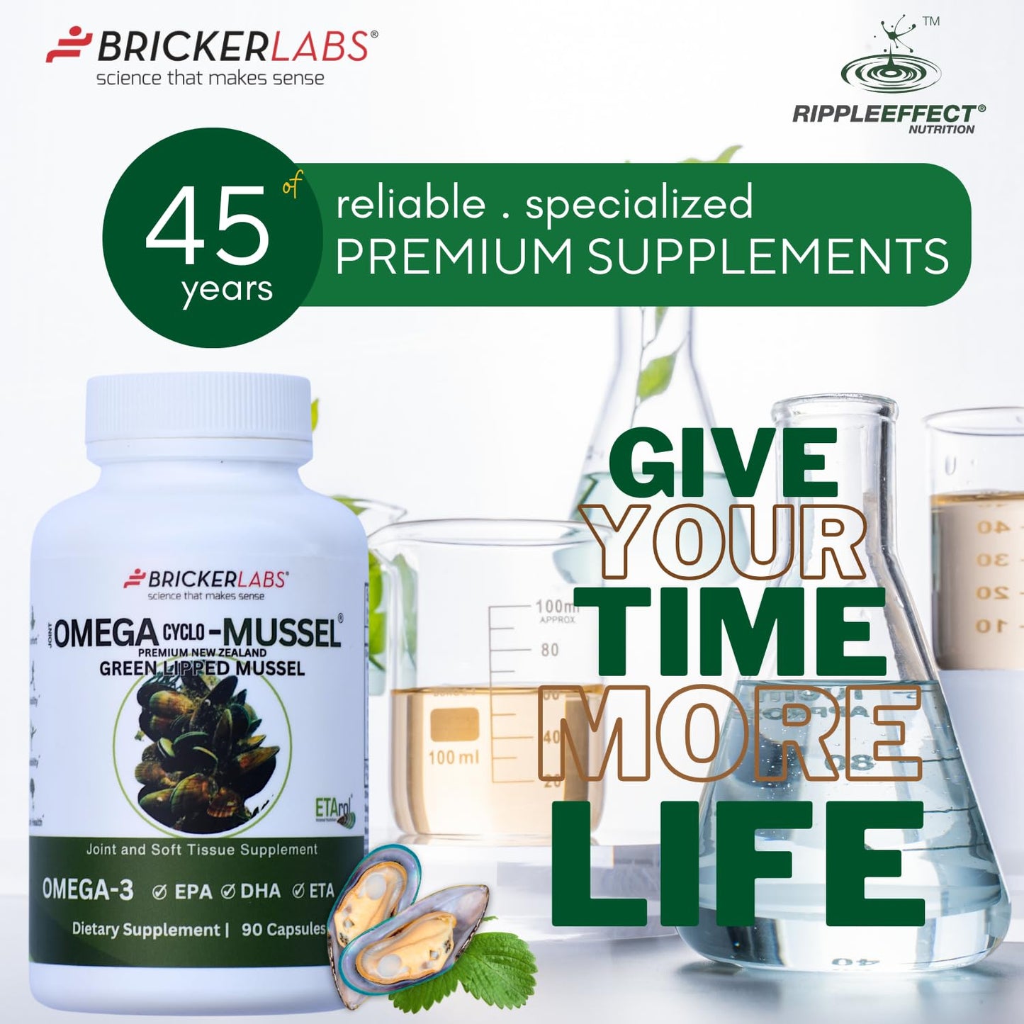 Bricker Labs Omega Cyclo - Mussel Joint Health Supplement, Premium New Zealand Green Lipped Mussel, Full Spectrum Omega Joint Supplements for Joint Health and Comfort, 90 Capsules Bricker LabsBuy Supplements Australia