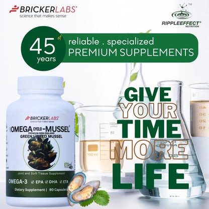 Bricker Labs Omega Cyclo - Mussel Joint Health Supplement, Premium New Zealand Green Lipped Mussel, Full Spectrum Omega Joint Supplements for Joint Health and Comfort, 90 Capsules Bricker LabsBuy Supplements Australia