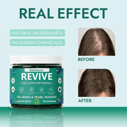 Balmbare Revive Gummies for Hair Loss, with Organic Irish Sea Moss Pearl Powder, Vitamins C & E, Aloe Vera - Supports Healthy Hair, Skin & Nails Growth (1pcs) ReviveNerveBuy Supplements Australia