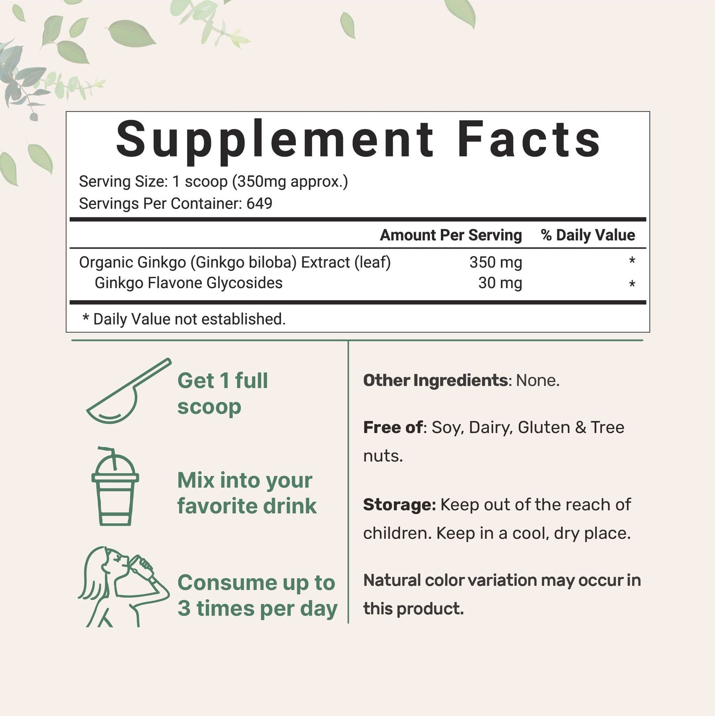 Micro Ingredients Raw Organic Ginkgo Biloba Powder, 8 Ounce (18 Months Supply) Micro IngredientsBuy Supplements Australia