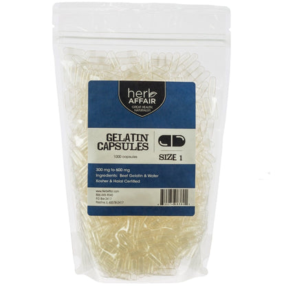 Herb Affair Clear Empty Gelatin Capsules Size 1-1000 Count – Holds 300-600mg - Great for Dogs and Kids Medication - Works with Most Capsule Fillers Herb AffairBuy Supplements Australia