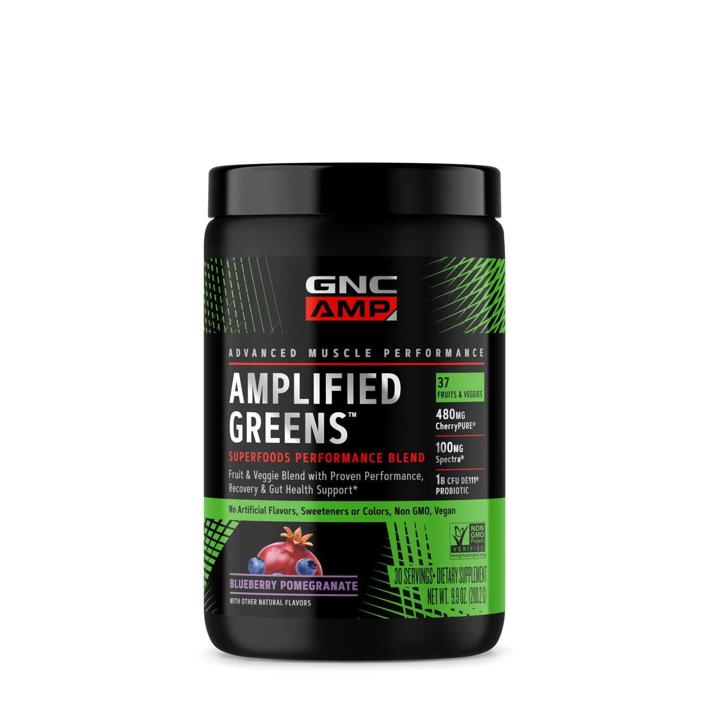 GNC AMP Amplified Greens Superfoods Performance Blend - Vegan Athlete Superfood Drink - Blueberry Pomegranate - 9.9 Oz (30 Servings) GNCBuy Supplements Australia