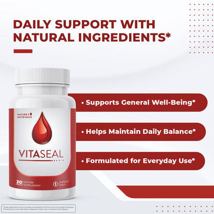 Nature’s NutriWave Vitaseal – Daily Support with Botanicals, Vitamins C E & Minerals – Natural Formula, Non-Habit Forming, Made in USA, Vegan-Friendly – 30 Capsules, 1 Month Supply Nature’s NutriWaveBuy Supplements Australia