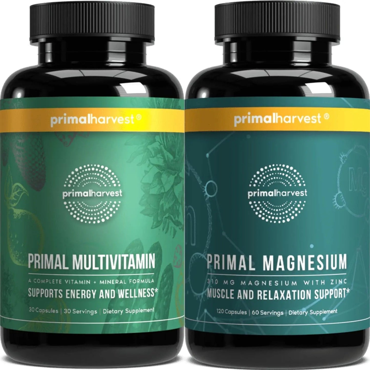 Primal Harvest Multivitamin & Magnesium Supplements for Women and Men Multi Vitamin Capsules and Magnesium Glycinate Pills Bundle Primal Harvest