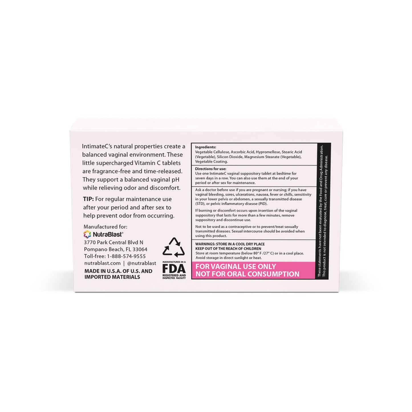 NutraBlast IntimateC Vaginal Odor Suppositories | 250mg Ascorbic Acid | Supports Odor Control NutraBlastBuy Supplements Australia