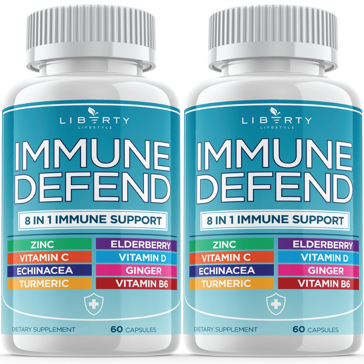 8 in 1 Immune Defense Support, Immunity Vitamins Supplement Booster Zinc 50mg, Vitamin C Elderberry VIT D3 5000 IU, Turmeric Curcumin & Ginger - Maple Wellness Supplements