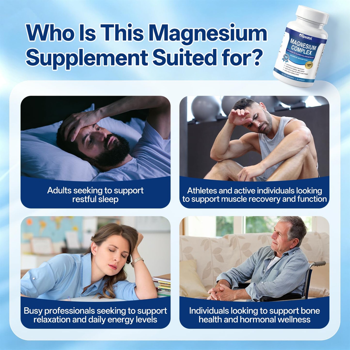 8 in 1 Magnesium Complex Capsules 1000mg for Women and Men - Highly Absorbable Magnesium Supplement Supports Muscle Relaxation Sleep & Energy | NSF Certified, GMP, Gluten Free, Vegan - Maple Wellness Supplements