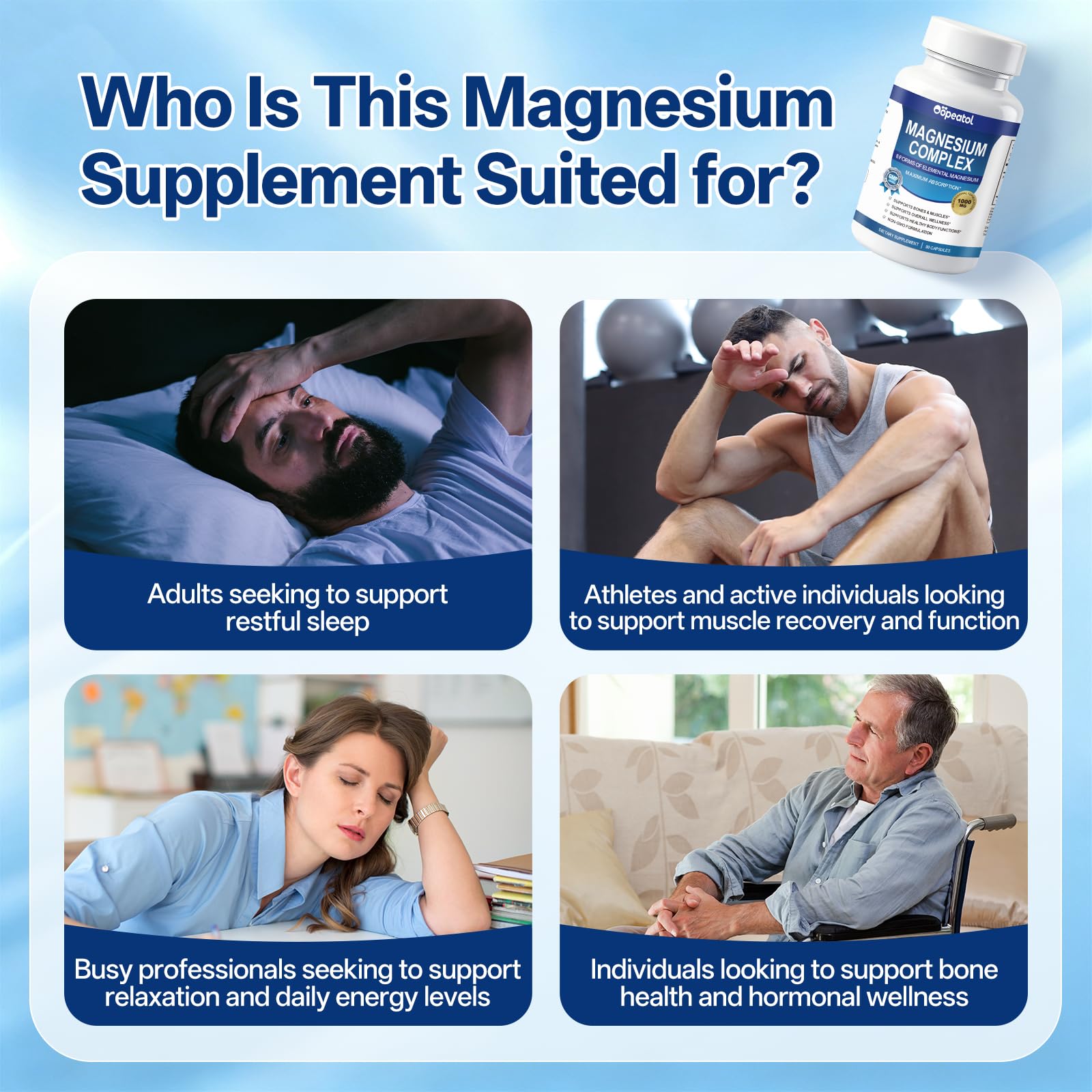 8 in 1 Magnesium Complex Capsules 1000mg for Women and Men - Highly Absorbable Magnesium Supplement Supports Muscle Relaxation Sleep & Energy | NSF Certified, GMP, Gluten Free, Vegan - Maple Wellness Supplements