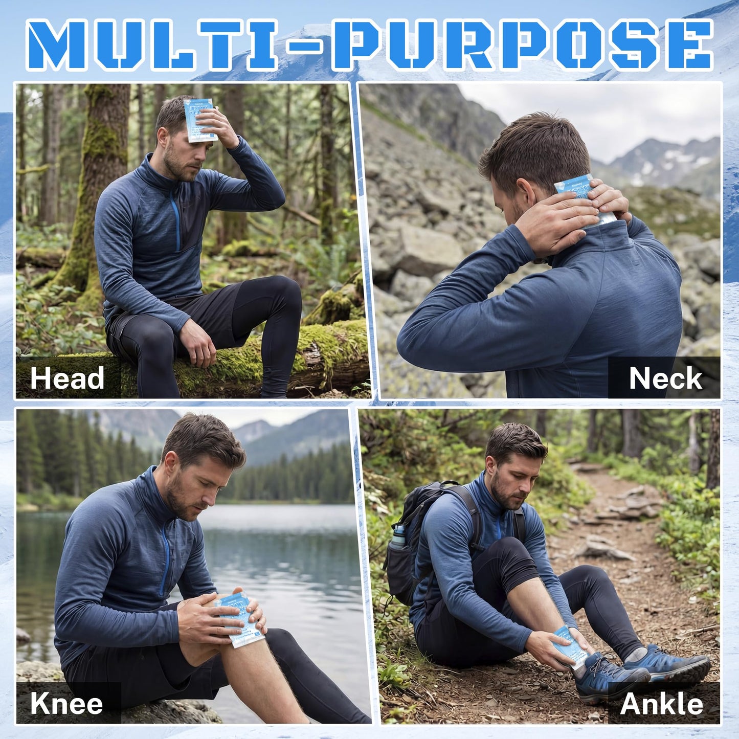 8 Pack Instant Cold Packs (4.3" x 5.9") - Disposable Ice Packs for Injuries | Cold Compress Ice Pack for Pain Relief, Swelling, Inflammation, Sprains, Toothache - Cold Pack for Athletes - Maple Wellness Supplements