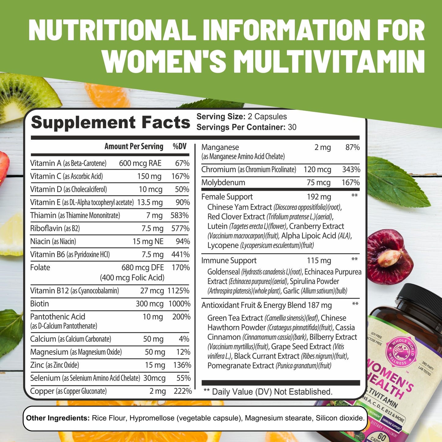 WHOLE WORLD WELLNESS Womens Daily Multivitamin Multimineral Supplement for Energy, Mood, Focus, Hair, Skin & Nails. Made for Women with 30+ Nutrients, Fruit & Energy Blend. Womens Vitamins, USA Made. WHOLE WORLD WELLNESSBuy Supplements Australia