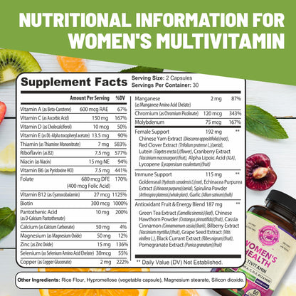 WHOLE WORLD WELLNESS Womens Daily Multivitamin Multimineral Supplement for Energy, Mood, Focus, Hair, Skin & Nails. Made for Women with 30+ Nutrients, Fruit & Energy Blend. Womens Vitamins, USA Made. WHOLE WORLD WELLNESSBuy Supplements Australia