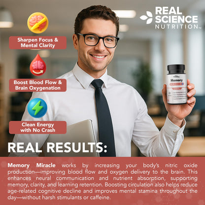 Real Science Nutrition Offers Memory Miracle – Brain and Memory Support Supplement for Focus, Mental Clarity & Brain Health – Nootropic Brain Booster with Nitric Oxide – 60 Capsules Real Science NutritionBuy Supplements Australia