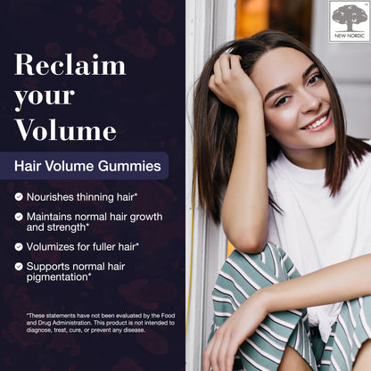 NEW NORDIC Hair Volume Gummies, 2500 mcg Biotin, Daily Hair Vitamins Supplement to Support Hair Skin & Nails, Vegan, 60 Count (Pack of 3) NEW NORDICBuy Supplements Australia