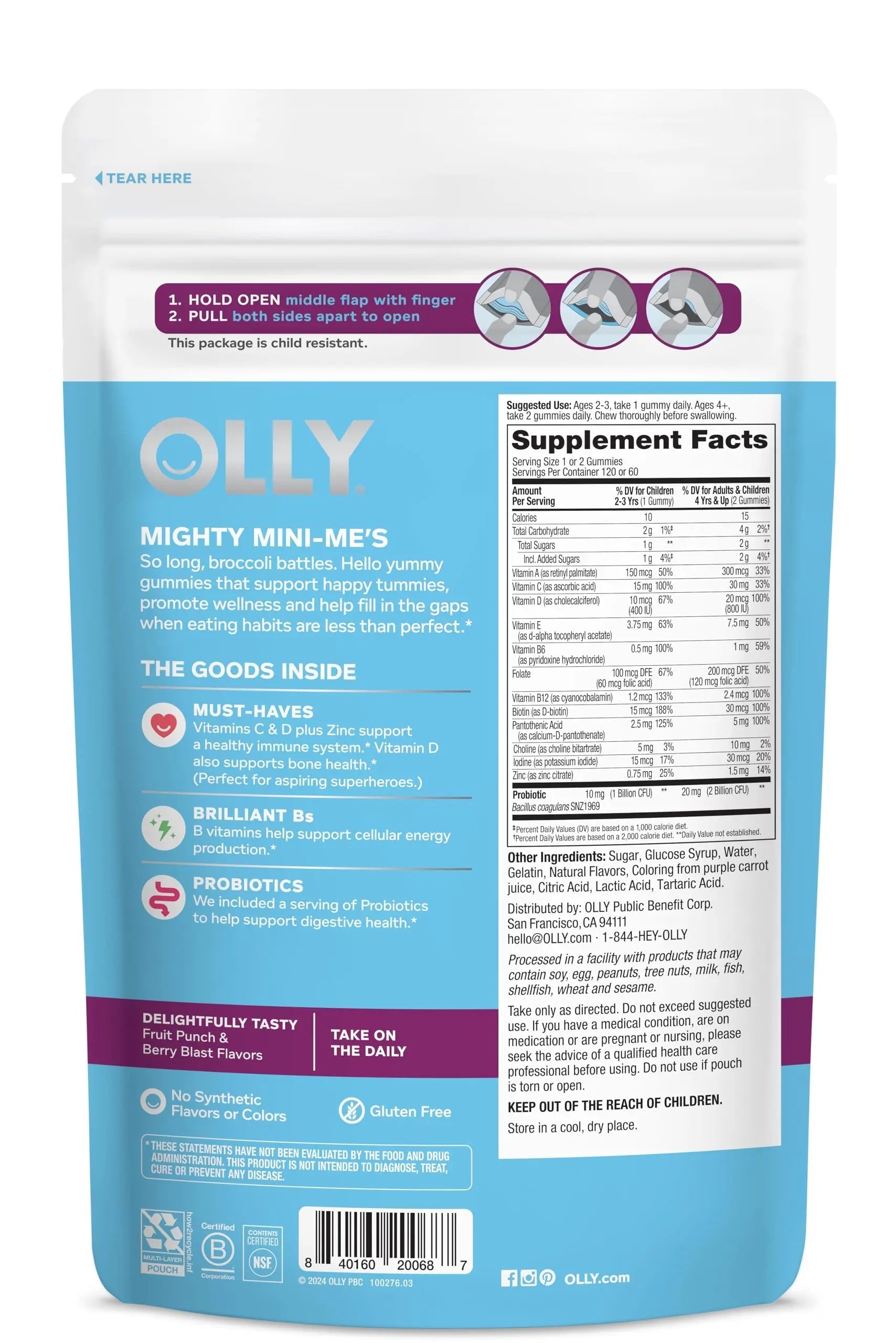 OLLY Kids Multivitamin & Probiotic Gummy, Digestive Support, Vitamins A, D, C, E, B, Zinc, Chewable Supplement OLLYBuy Supplements Australia