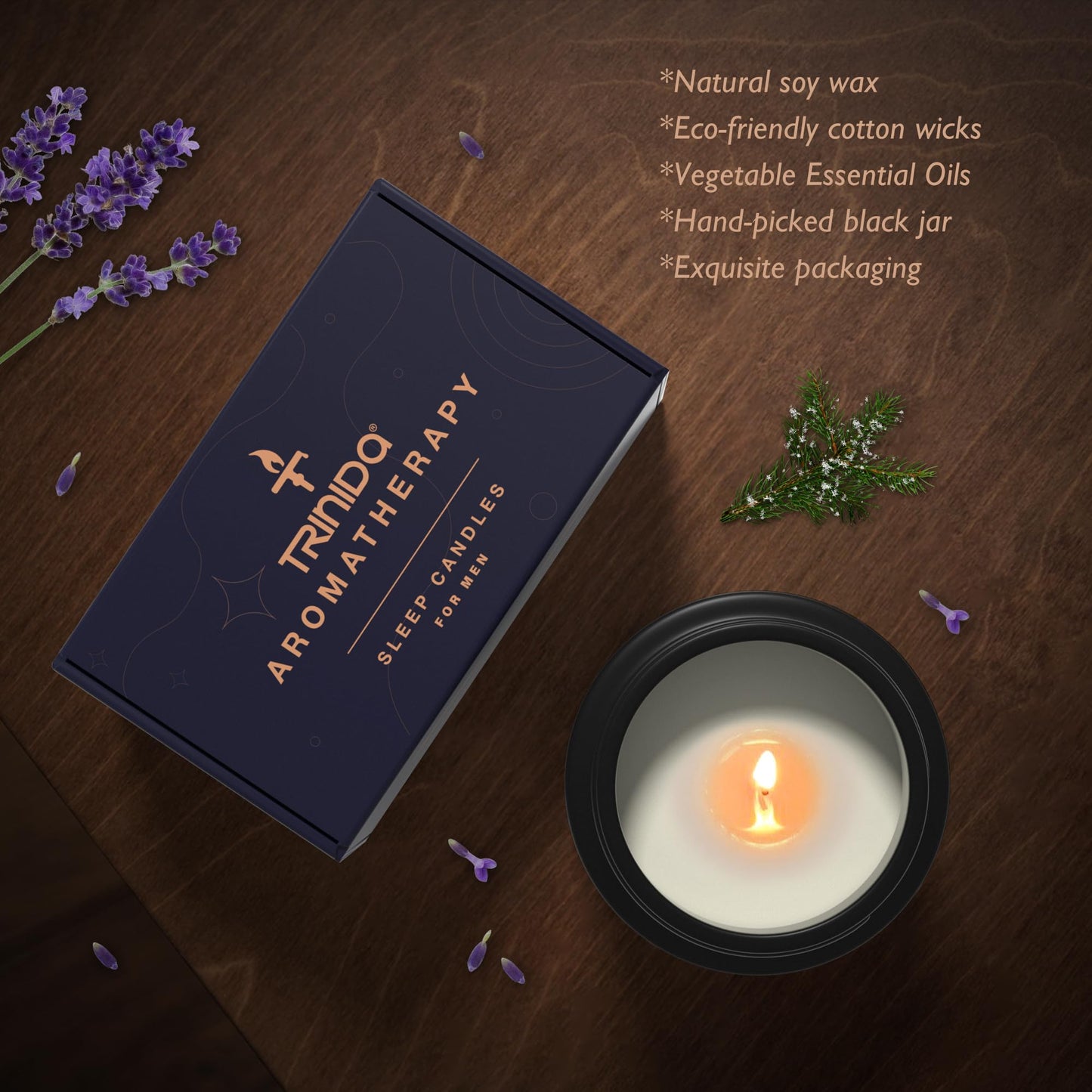 TRINIDa Large Sleep Scented Candles, Black Jar Natural Soy Candles for Home Scented, Candle Gift TRINIDaBuy Supplements Australia
