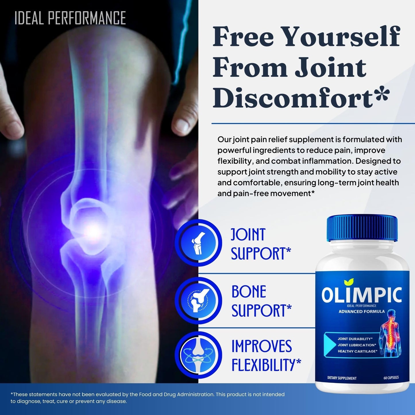 Olimpic Capsules, Advanced Joint Support Supplement Pills for Mobility and Comfort - Maximum Strength, Official Olim Pic Joint Support All Natural Formula, Premium Olim-Pic Reviews (2 Pack) IDEAL PERFORMANCEBuy Supplements Australia