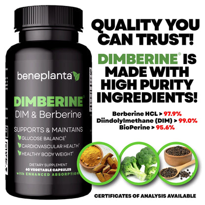 Dimberine - DIM & Berberine, High Purity Enhanced Absorption Formula - 60 Capsules DimberineBuy Supplements Australia