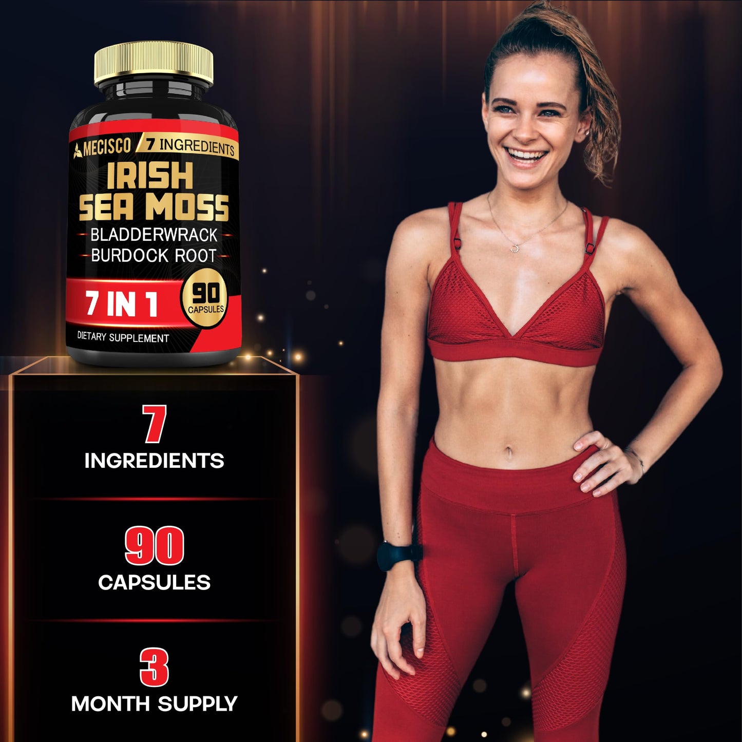 7in1 Irish Sea Moss Capsules 6750 Mg with Organic Bladderwrack & Burdock Root, Turmeric, Apple Cider Vinegar - Raw Seamos Pills for Hair, Skin, Thyroid Healths - 90 Caps for 3-Month Supply MeciscoBuy Supplements Australia